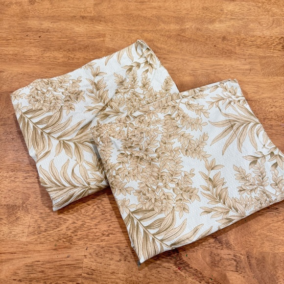 Lauren Ralph Lauren King Pillow Shams Set of 2 Tan Cream Botanical Traditional - Picture 1 of 7